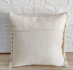 Métier à tisser à la main Housse de coussin texturée en coton et laine avec grosses boucles - Product Image 2