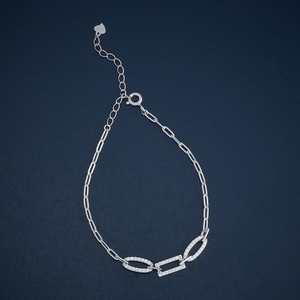 Rhodium & Gold Plated Zircon Tennis Charm & Bangle <b>Bracelets</b> Classic Gift for Party - Product Image 1