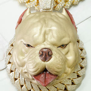 Colgante personalizable de Plata de Ley 925 con cara de perro ajuste de mano Hiphop VVS Moissanite colgante Hip Hop colgante para rapero - Product Image 3