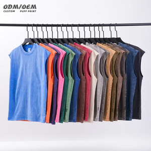 100% algodón camisetas sin mangas de alta calidad al por mayor OEM logotipo personalizado impresión verano sin mangas cuello redondo hombres camisetas sin mangas chalecos lisos - Product Image 5