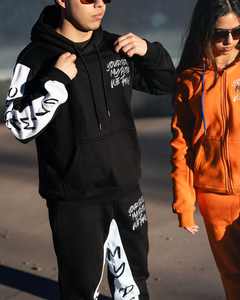 Coton personnalisé sans ficelle graphique poids lourd en détresse Patch coupe et coudre Vintage Streetwear lavé à l'acide soleil fondu ensemble à capuche - Product Image 3