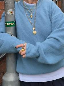 Pull surdimensionné pour <span class=keywords><strong>femme</strong></span> pull extensible doux veste manches bouffantes col rond coupe ample pull manteau pour tenue décontractée et formelle - Product Image 1