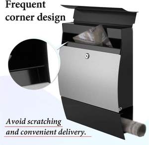 Buzón de acero galvanizado montado en la pared al por mayor, buzón de edición mate en polvo para el hogar, paquetes de correos personalizados, OEM ODM, hierro metálico - Product Image 3