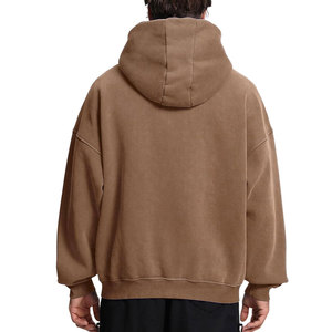 Vente en gros 100% coton lavé à l'acide French Terry sweats à capuche thermiques brodés unis teints goutte épaule lourds sweats surdimensionnés - Product Image 4