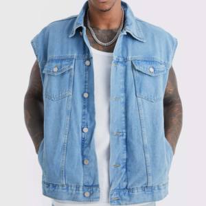 เสื้อแขนกุดระบายอากาศได้ดีมีแบรนด์สำหรับผู้ชายเสื้อแจ็กเก็ตผ้าเดนิมอบอุ่นแขนกุดผ้าไนลอนสำหรับฤดูหนาว - Product Image 4