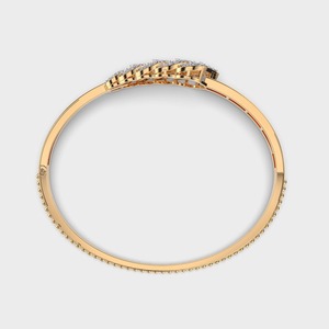 IGI Certified Round Lab Grown Diamond Leaf Cluster Bangle Bracelet in 14K Yellow / White / Rose Gold - Product Image 4