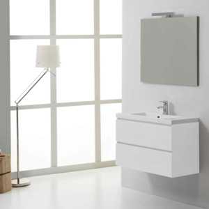 Modern 80cm <b>White</b> Bathroom Cabinet with <b>Drawers</b> Miami <b>Set</b> - Product Image 1