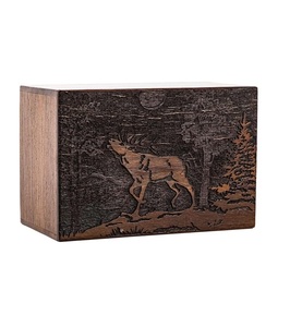 Urne funéraire artisanale en bois de rose pour cendres humaines avec motif cerf gravé, personnalisable, capacité de 200 pouces cubes - Product Image 5