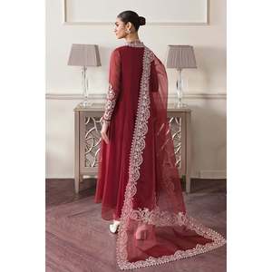 Ensemble de costume en mousseline de soie brodée pour femmes PR-757 - Product Image 2