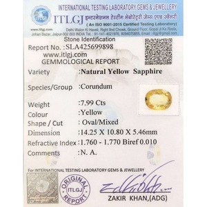 Saphir Jaune Naturel de 7,99 Carats, Facetté avec des Tailles Émeraude Ovale et Marquise, Disponible en Tons Brun, Rouge, Rose, Traité Thermiquement - Product Image 4