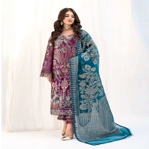 Marca Ramsha 2023, traje de fiesta de boda de 3 piezas de gasa bordado pesado Salwar Sari Lawn para mujer, diseño largo para adultos paquistaní - Product Image 3