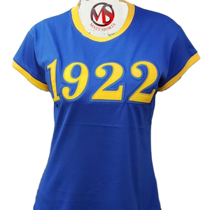 T-Shirts Sigma Gamma Rho Applique Broderie 1922 Lettres Décontracté Décolleté et Manches Bords Sorority Divine Nine T-shirt Respirant - Product Image 1