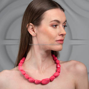 Most Popular High Demanded <b>Necklace</b> Top Selling Resin Bead <b>Necklace</b> Jewelry with <b>Pink</b> Color Tribal Pendant Beads <b>Necklaces</b> - Product Image 4