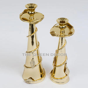 Premium Quality Aluminum Metal With Glass Unique Leaf Design Design Golden Finished unique, <b>candle</b> <b>jar</b> <b>Candle</b> Holder - Product Image 6