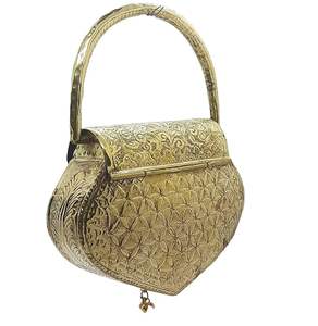 royal embossed brass <b>clutch</b> handbag for cultural celebrations high-end handcrafted brass <b>clutch</b> <b>bag</b> for upscale fashion - Product Image 2