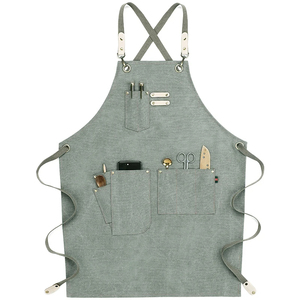 Venta al por mayor de lona impermeable delantal para Barista alto valor de color hogar cocina ropa de trabajo logotipo personalizable manga de algodón - Product Image 4