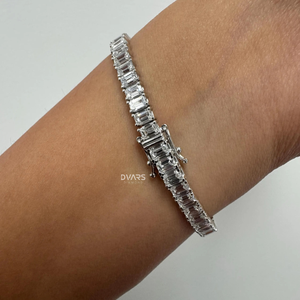 Round Brilliant Cut Tennis Bracelet Lab Grown Diamond Stackable 14K <b>Solid</b> <b>Gold</b> Luxury Wedding Party Gift - Product Image 2