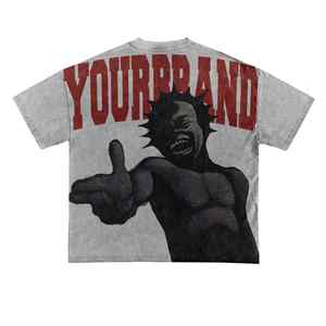 OEM Streetwear sérigraphie t-shirt unisexe vierge coton biologique encre impression graphique Vintage poids lourds t-shirts pour hommes - Product Image 6