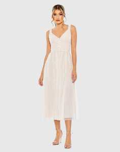 Chérie femmes été fête Robe de soirée blanc thé longueur robe sans manches Sexy sans bretelles conception avant Logo solide naturel - Product Image 3