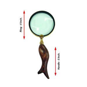 Loupe à main détachable avec manche en bois antique et anneau en laiton pour livres, journaux et autres supports de lecture - Product Image 2