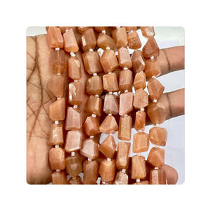 Haute qualité 8 pouces pêche pierre de lune pépites à facettes 10-12mm motif de pierre naturelle fabrication de bijoux approvisionnement en vrac perles de pierre de qualité supérieure - Product Image 4