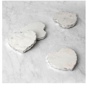 White Marble Coasters <b>Set</b> of 4 for Drink Natural Wood And Marble Mango coaster Made In India - Product Image 4