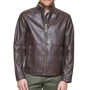 Meilleures ventes en ligne de vêtements pour hommes Veste en cuir Nouvelle veste en cuir pour hommes à la mode Veste en cuir coupe-vent de style décontracté - Product Image 4