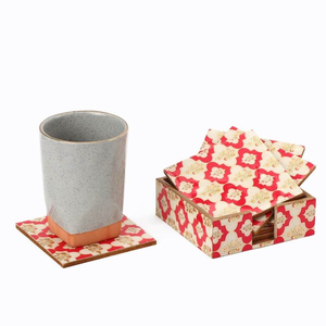 Ensemble de sous-verres en bois émaillé de haute qualité avec support, écologique, personnalisable, design classique - Product Image 1