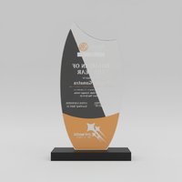 Trophée en acrylique Wave Crest - Finition cristal poli élégante et durable, impression typographique gravée, récompense pour entreprise, sport, académie