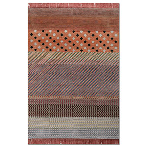 Alfombras Anudadas a Mano de Lana y Seda de Bambú con Patrón Geométrico Manchaha, Rosa y Morado, para Uso Doméstico, Modelo LES-2870 - Product Image 1