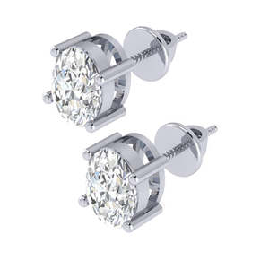 Pendientes de Plata de Ley Chapados en Oro Blanco/Amarillo/Oro Rosa con Circonita Cúbica de Corte Ovalado de 6x8mm, Piedra de Nacimiento de Abril, Joyería de Moda - Product Image 1