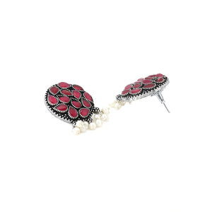 Maroon Kundan <b>Choker</b> with Zircon for Wedding Occasions - Product Image 5