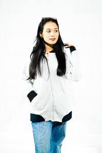 แจ็กเก็ตสีเทามีซิปสำหรับผู้หญิงแจ็คเก็ตระบายอากาศได้ดี - Product Image 2