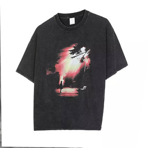 เสื้อยืดถักทรงโอเวอร์ไซส์ลายเรียบสำหรับผู้ชาย น้ำหนัก 220 กรัม รับผลิตแบบ OEM พร้อมบริการพิมพ์ลายตามสั่ง ขายส่ง - Product Image 1