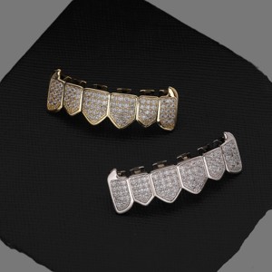 Personalizado hombres Hip Hop Iced Grillz 14K chapado en oro blanco VVS Moissanite diamante dientes Grillz 925 joyería de plata regalo perfecto - Product Image 5