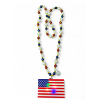 Collier de perles acryliques personnalisées pour fête du Mardi Gras, avec médaille LED Dollar 14mm, perles enfilées à la main, fournitures amusantes pour le carnaval