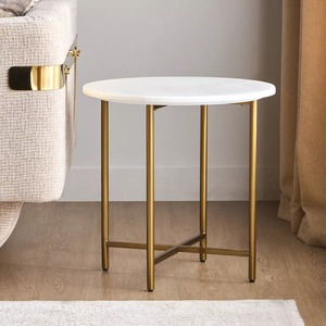 Elegante mesa de tambor de metal con diseño curvo con acabado plateado, muebles duraderos elegantes, ideales para mesa de centro, mesa auxiliar o exhibición - Product Image 2