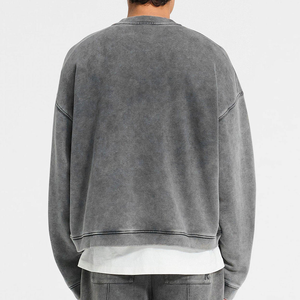 Custom Cropped Vintage Wash Sweatshirt Heavyweight High Quality French Terry 100% Cotton Oversized Acid Wash Drop Shoulder - Product Image 3