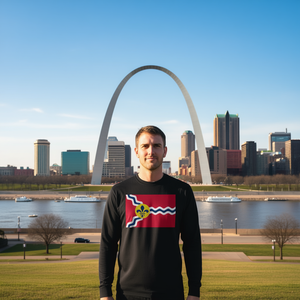 Maglietta a maniche lunghe con bandiera di St. Louis, Missouri - STL St. Louisan per uso promozionale - Product Image 3