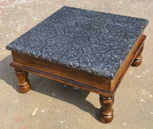 เก้าอี้นั่งทำจากทองเหลืองโบราณลายไม้ Puja Chowki/PATA/patla/Bajo/และ chawrang สำหรับตกแต่งบ้านขนาดมาตรฐาน12 "12" 8.5 "มา - Product Image 1