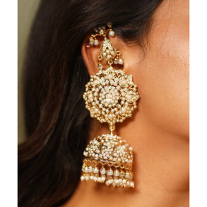 High Quality <b>Handmade</b> Gold-Plated Traditional Jhumka <b>Earrings</b> - Pakistani Bridal Jewelry Fashion Jewelry Wholesalers - Product Image 1