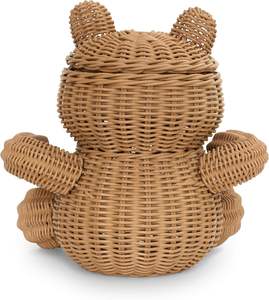 Cesta de Almacenamiento de Mimbre con Tapa, Tejida a Mano, con Diseño de Oso de Peluche |   Organizador de Juguetes de Mimbre con Forma de Animal para la Habitación del Bebé y Decoración Infantil - Product Image 4