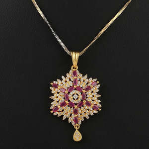 Kundan Jewellery <b>Locket</b> Set - Red & Golden - Product Image 2