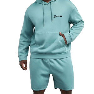 Hoodies Short Set Haute Qualité Coton Blanc À Capuche Et Shorts Ensemble Surdimensionné Drop Shoulder Hommes sweats à capuche avec short assorti ensemble - Product Image 1