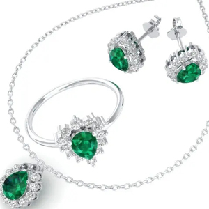 REYES personnalisé argent Sterling 925 DEF Moissanite collier boucles d'oreilles femmes émeraude pierres précieuses ensembles de bijoux de mode pour les femmes - Product Image 1