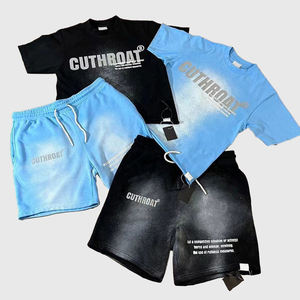 เสื้อยืดสตรีทแวร์พิมพ์ลายโลโก้แบบ DTG ชุดเซ็ตสองชิ้น กางเกงขาสั้นย้อมสีเอซิด เสื้อยืดและกางเกงขาสั้นสำหรับผู้ชาย - Product Image 2