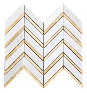 Carrelage en marbre mosaïque Chevron moderne, blanc laiteux, poli, irrégulier, résistant à l'eau, écologique, épaisseur 10 mm, garantie 5 ans - Product Image 6