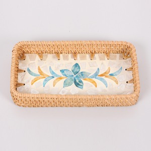 ชุดถาดเสิร์ฟหวายพร้อมไม้ถูพื้นถาดหญ้าทะเลทำด้วยมือทำด้วยมือสำหรับชาอาหารเช้าและของตกแต่งบ้าน - Product Image 4