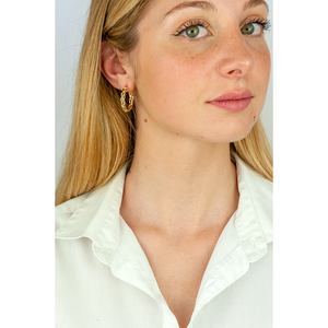 Pendientes de Aro Estilo Trenzado de Alta Calidad al por Mayor, Amarillos, Cuatro Tubos, 15mm, Chapados en Oro de 18K, Plata de Ley 925 - Product Image 4