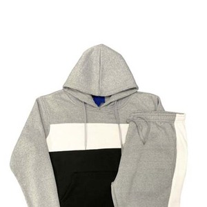 ชุดวอร์มผู้ชายแบบมีฮู้ด โลโก้สั่งทำใหม่ ผ้าคอตตอน 100% แห้งเร็ว ชุดสองชิ้น สีพื้นลำลอง - Product Image 2